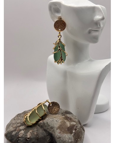 PENDIENTES ARTESANOS DE CRISTAL MARINO O LÁGRIMAS DE SIRENA