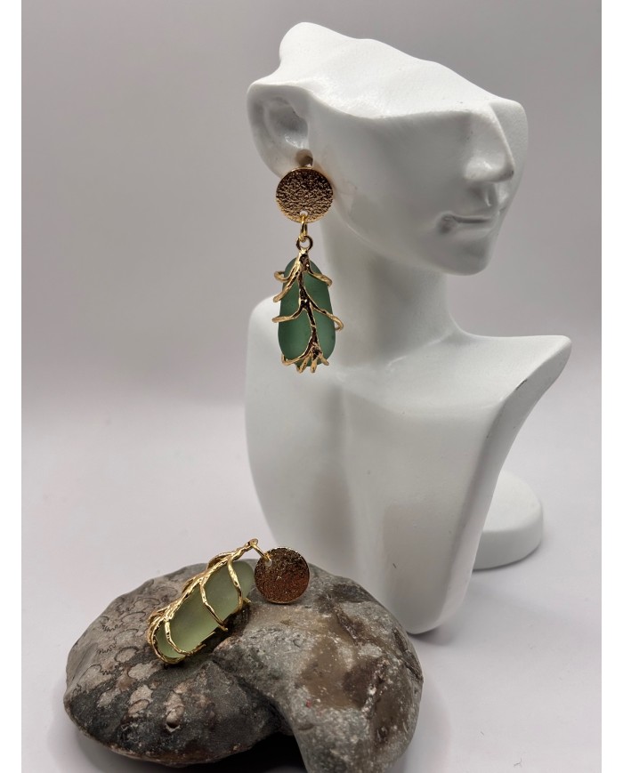 PENDIENTES ARTESANOS DE CRISTAL MARINO O LÁGRIMAS DE SIRENA