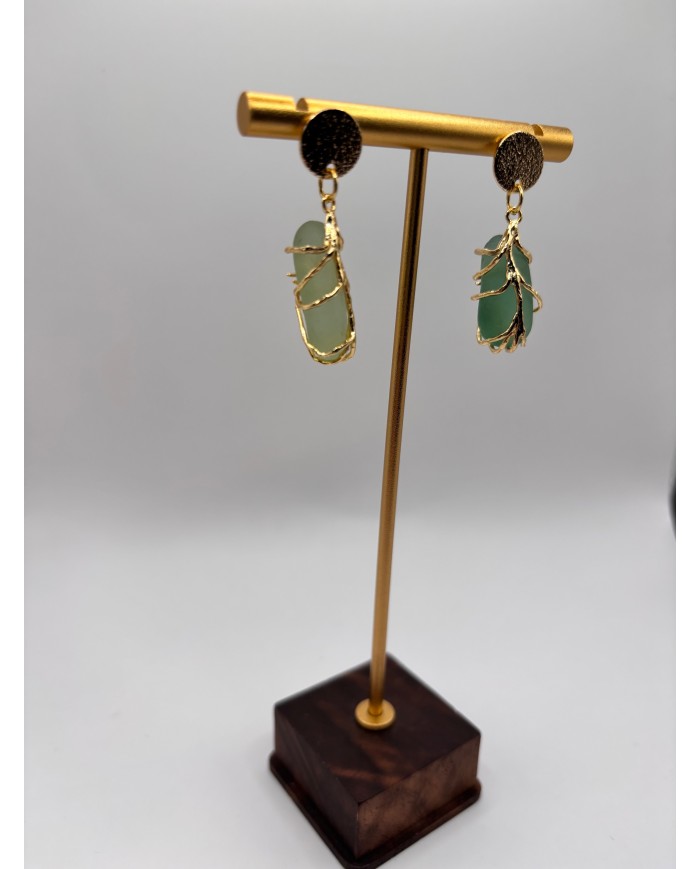 PENDIENTES ARTESANOS DE CRISTAL MARINO O LÁGRIMAS DE SIRENA