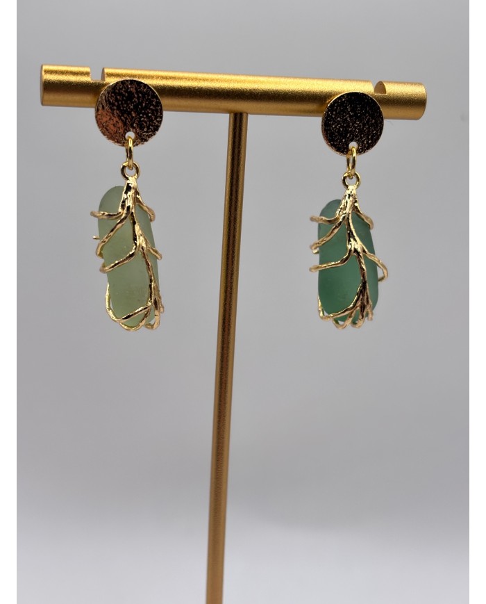 PENDIENTES ARTESANOS DE CRISTAL MARINO O LÁGRIMAS DE SIRENA