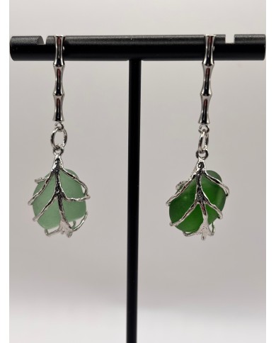 PENDIENTES ARTESANOS DE CRISTAL MARINO O LÁGRIMAS DE SIRENA