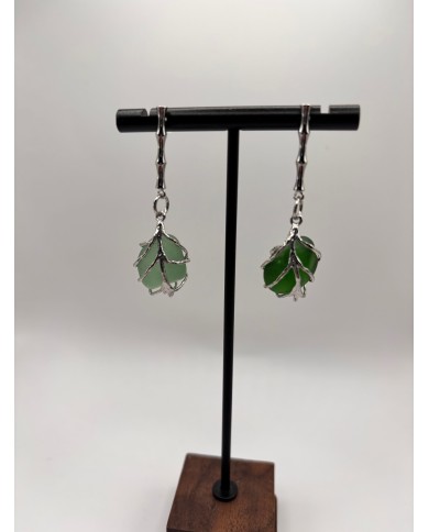 PENDIENTES ARTESANOS DE CRISTAL MARINO O LÁGRIMAS DE SIRENA