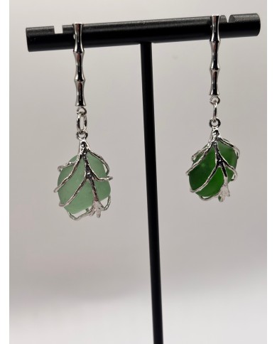 PENDIENTES ARTESANOS DE CRISTAL MARINO O LÁGRIMAS DE SIRENA