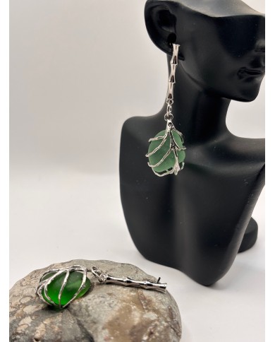 PENDIENTES ARTESANOS DE CRISTAL MARINO O LÁGRIMAS DE SIRENA