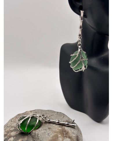 PENDIENTES ARTESANOS DE CRISTAL MARINO O LÁGRIMAS DE SIRENA