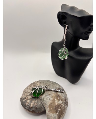 PENDIENTES ARTESANOS DE CRISTAL MARINO O LÁGRIMAS DE SIRENA