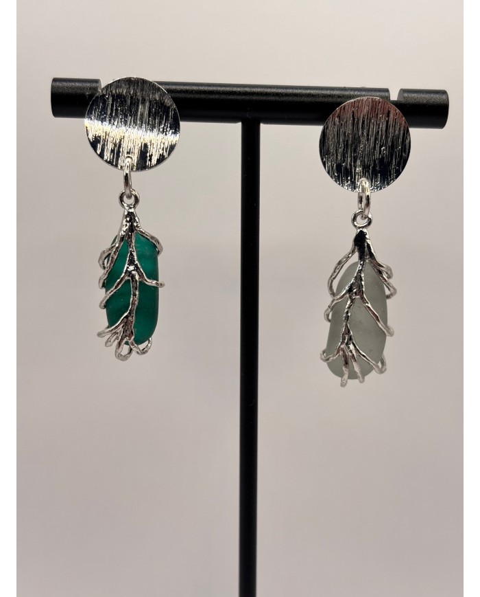 PENDIENTES ARTESANOS DE CRISTAL MARINO O LÁGRIMAS DE SIRENA