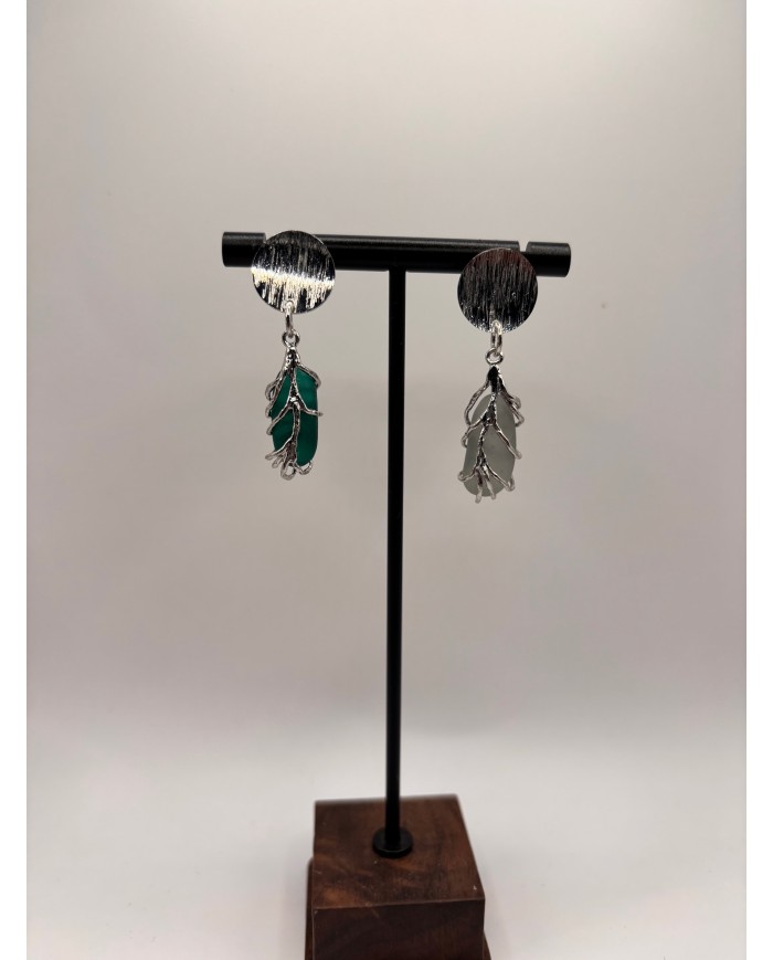 PENDIENTES ARTESANOS DE CRISTAL MARINO O LÁGRIMAS DE SIRENA