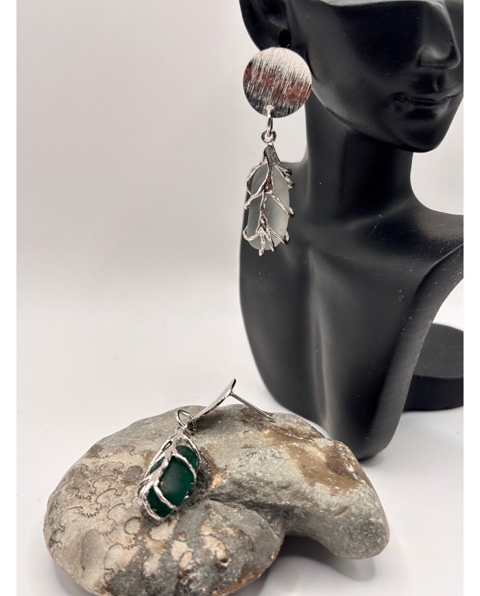 PENDIENTES ARTESANOS DE CRISTAL MARINO O LÁGRIMAS DE SIRENA