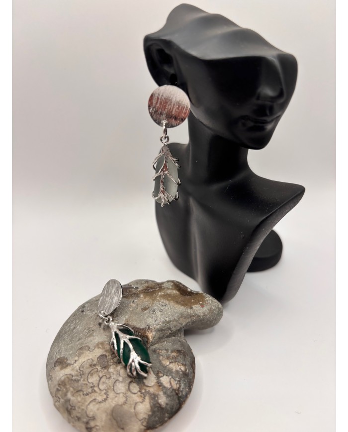 PENDIENTES ARTESANOS DE CRISTAL MARINO O LÁGRIMAS DE SIRENA