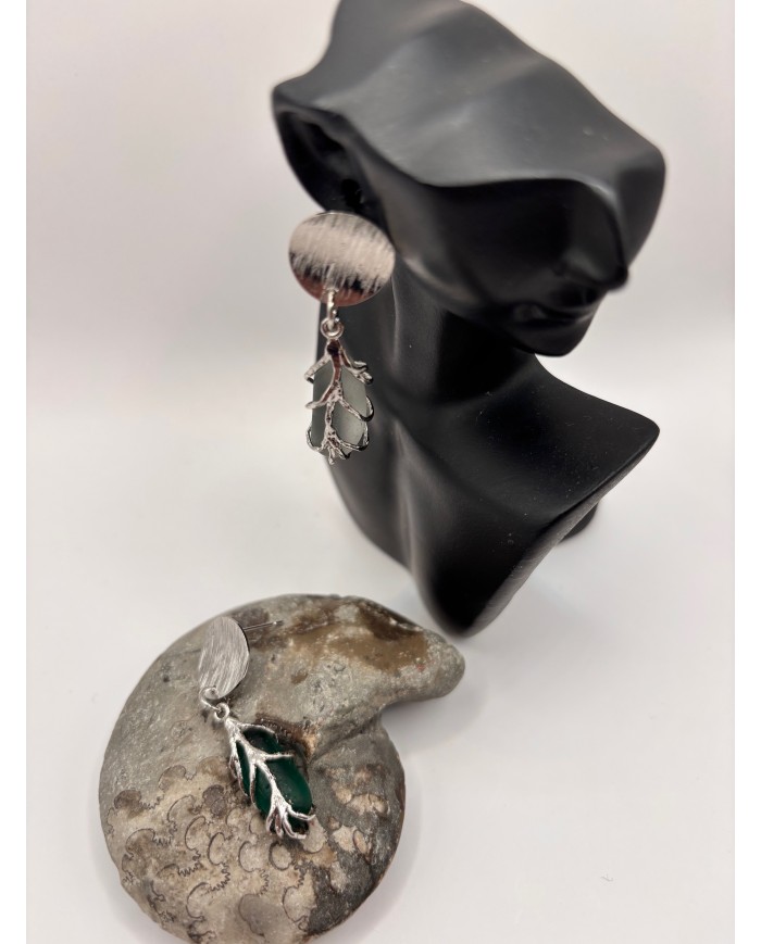 PENDIENTES ARTESANOS DE CRISTAL MARINO O LÁGRIMAS DE SIRENA