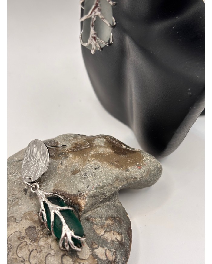 PENDIENTES ARTESANOS DE CRISTAL MARINO O LÁGRIMAS DE SIRENA