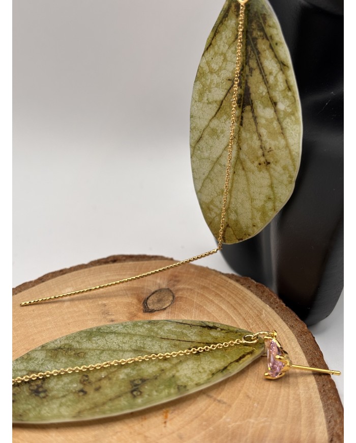 PENDIENTES ARTESANOS DE HOJA NATURAL ESQUELETIZADA
