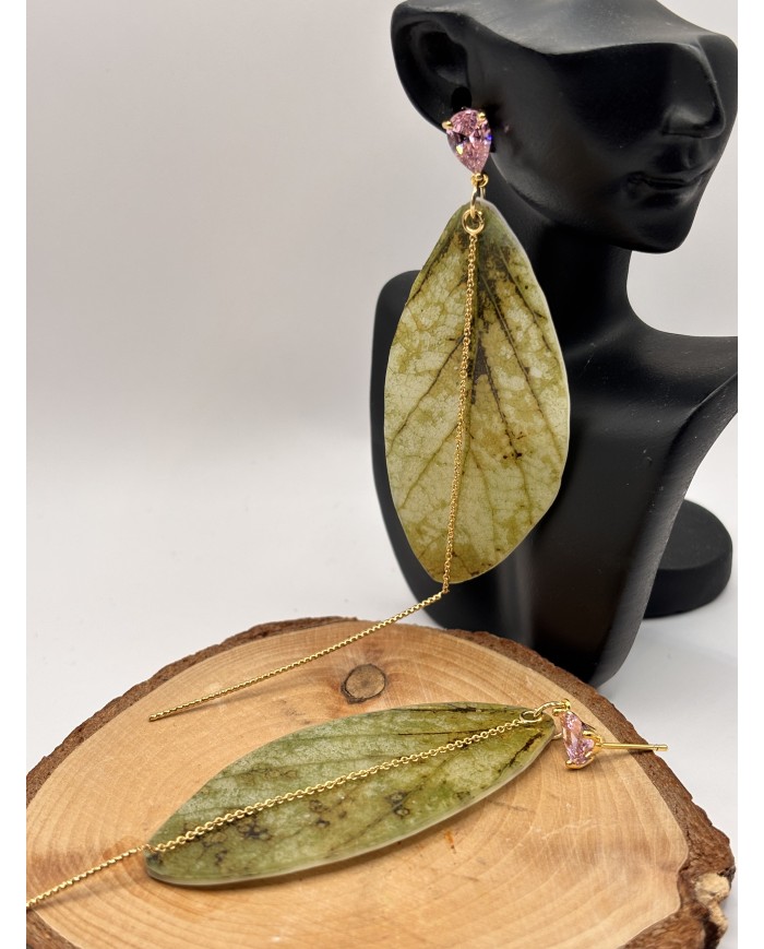 PENDIENTES ARTESANOS DE HOJA NATURAL ESQUELETIZADA