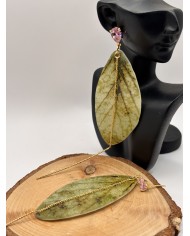 PENDIENTES ARTESANOS DE HOJA NATURAL ESQUELETIZADA