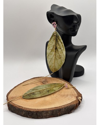 PENDIENTES ARTESANOS DE HOJA NATURAL ESQUELETIZADA