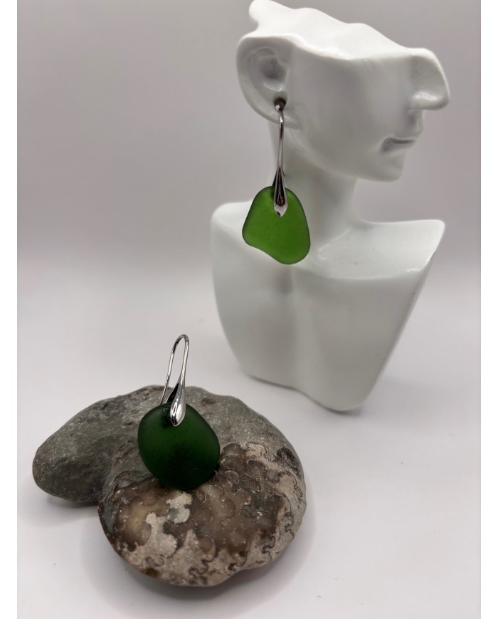 PENDIENTES ARTESANOS DE CRISTAL MARINO