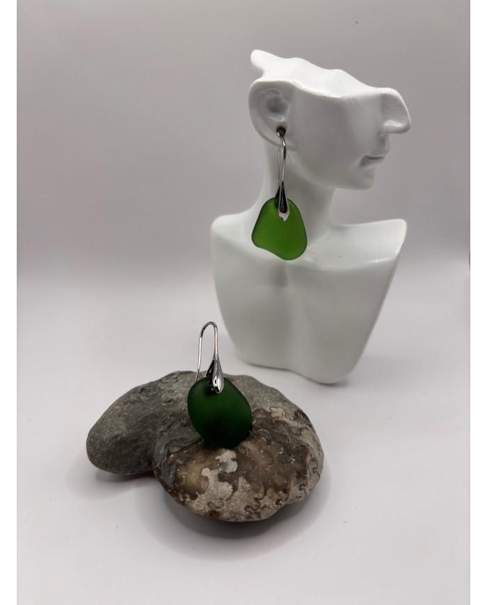 PENDIENTES ARTESANOS DE CRISTAL MARINO