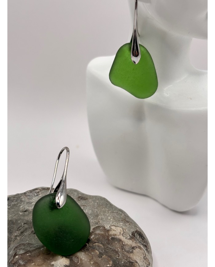 PENDIENTES ARTESANOS DE CRISTAL MARINO