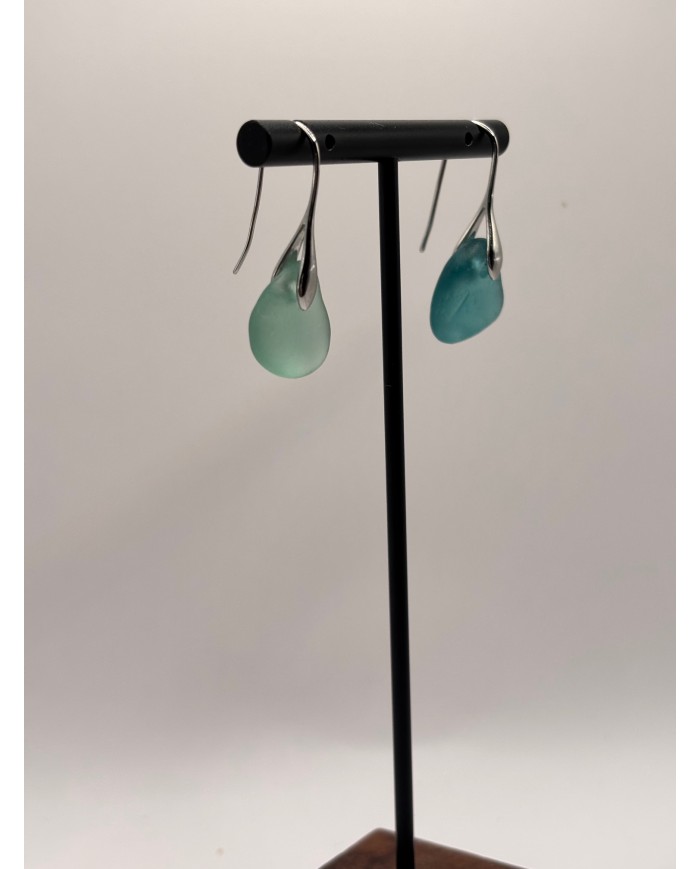 PENDIENTES ARTESANOS DE CRISTAL MARINO