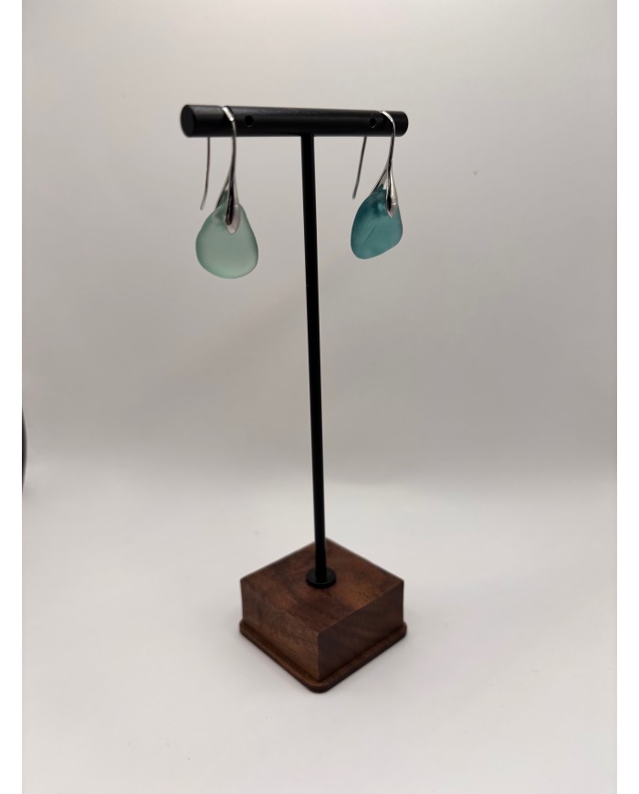 PENDIENTES ARTESANOS DE CRISTAL MARINO