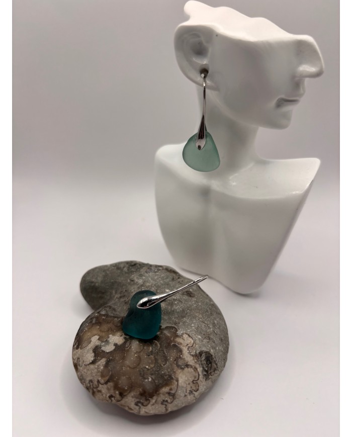 PENDIENTES ARTESANOS DE CRISTAL MARINO