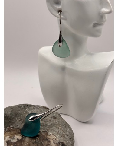 PENDIENTES ARTESANOS DE CRISTAL MARINO