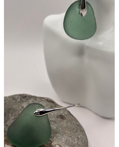 PENDIENTES ARTESANOS DE CRISTAL MARINO O LÁGRIMAS DE SIRENA