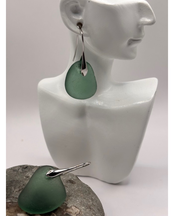 PENDIENTES ARTESANOS DE CRISTAL MARINO O LÁGRIMAS DE SIRENA