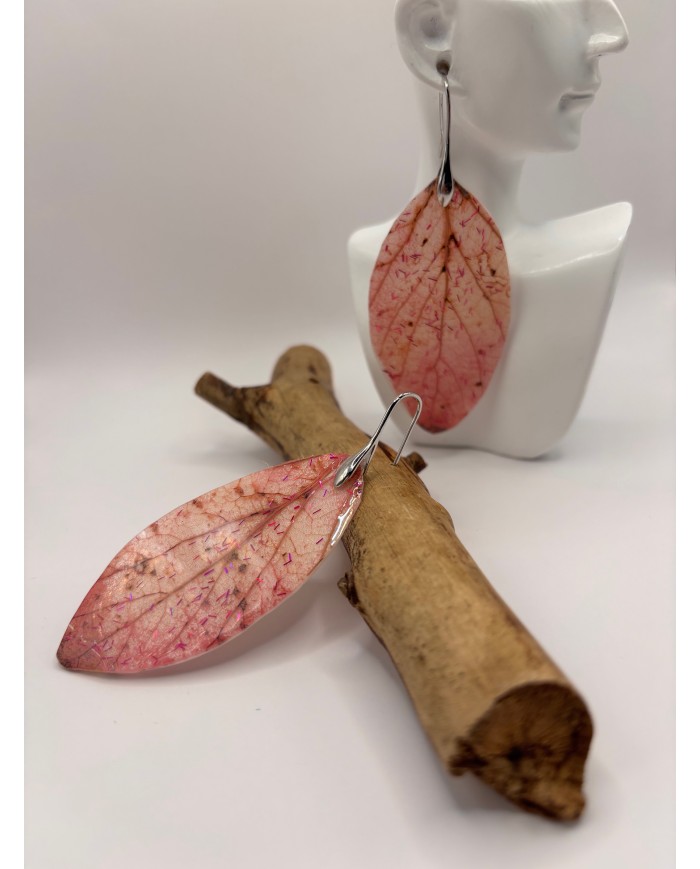 PENDIENTES ARTESANOS DE HOJA NATURAL ESQUELETIZADA