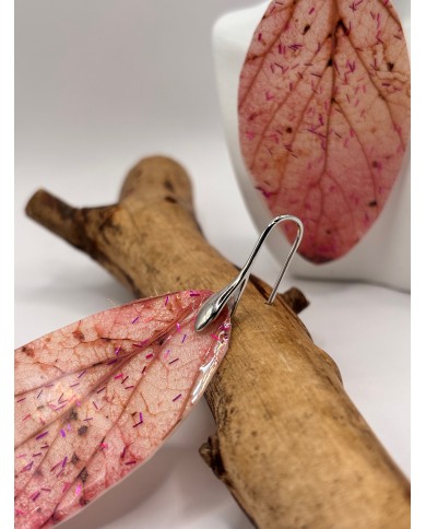 PENDIENTES ARTESANOS DE HOJA NATURAL ESQUELETIZADA