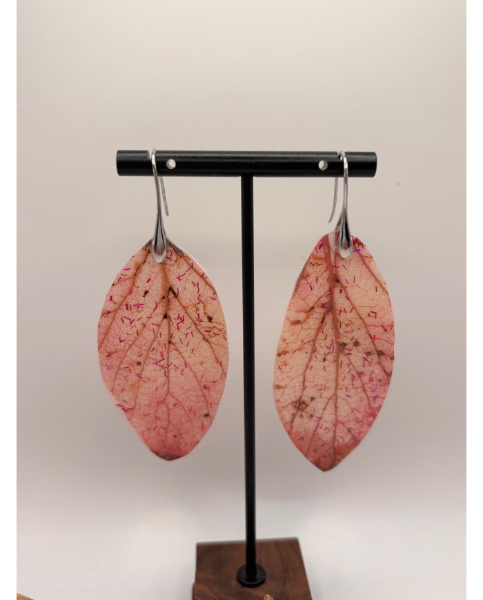 PENDIENTES ARTESANOS DE HOJA NATURAL ESQUELETIZADA