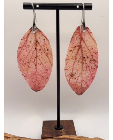 PENDIENTES ARTESANOS DE HOJA NATURAL ESQUELETIZADA