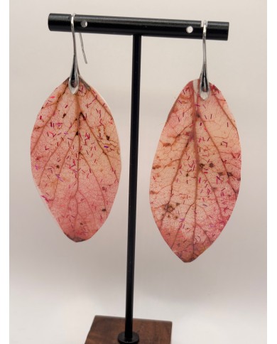 PENDIENTES ARTESANOS DE HOJA NATURAL ESQUELETIZADA