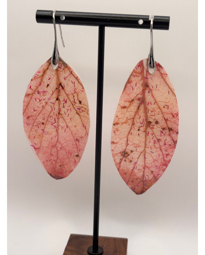 PENDIENTES ARTESANOS DE HOJA NATURAL ESQUELETIZADA