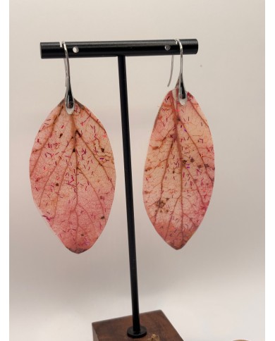 PENDIENTES ARTESANOS DE HOJA NATURAL ESQUELETIZADA