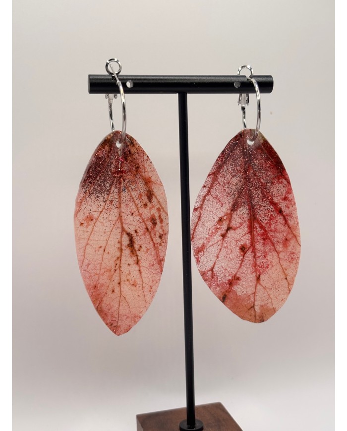 PENDIENTES ARTESANOS DE HOJA NATURAL ESQUELETIZADA