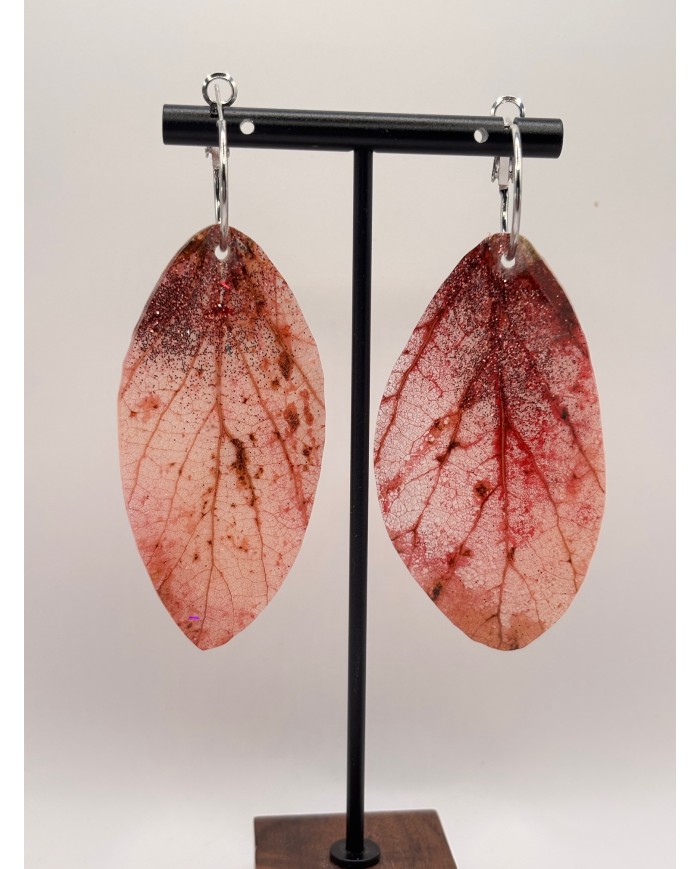 PENDIENTES ARTESANOS DE HOJA NATURAL ESQUELETIZADA