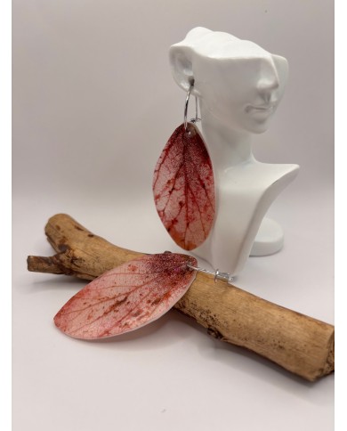 PENDIENTES ARTESANOS DE HOJA NATURAL ESQUELETIZADA