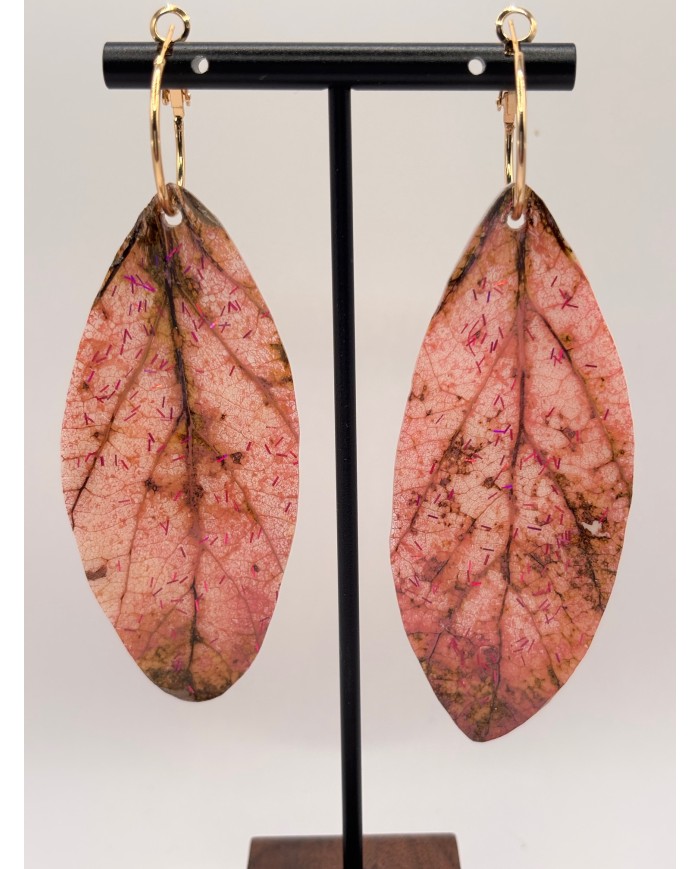 PENDIENTES ARTESANOS DE HOJA NATURAL ESQUELETIZADA