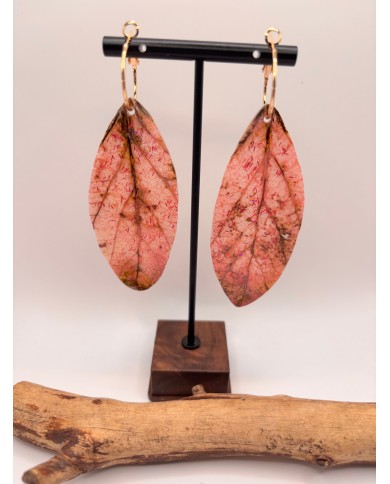 PENDIENTES ARTESANOS DE HOJA NATURAL ESQUELETIZADA