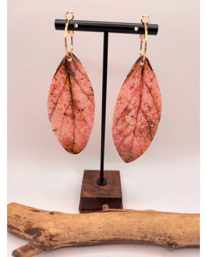 PENDIENTES ARTESANOS DE HOJA NATURAL ESQUELETIZADA