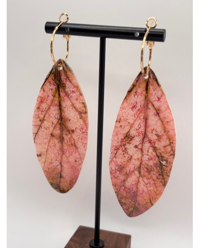 PENDIENTES ARTESANOS DE HOJA NATURAL ESQUELETIZADA