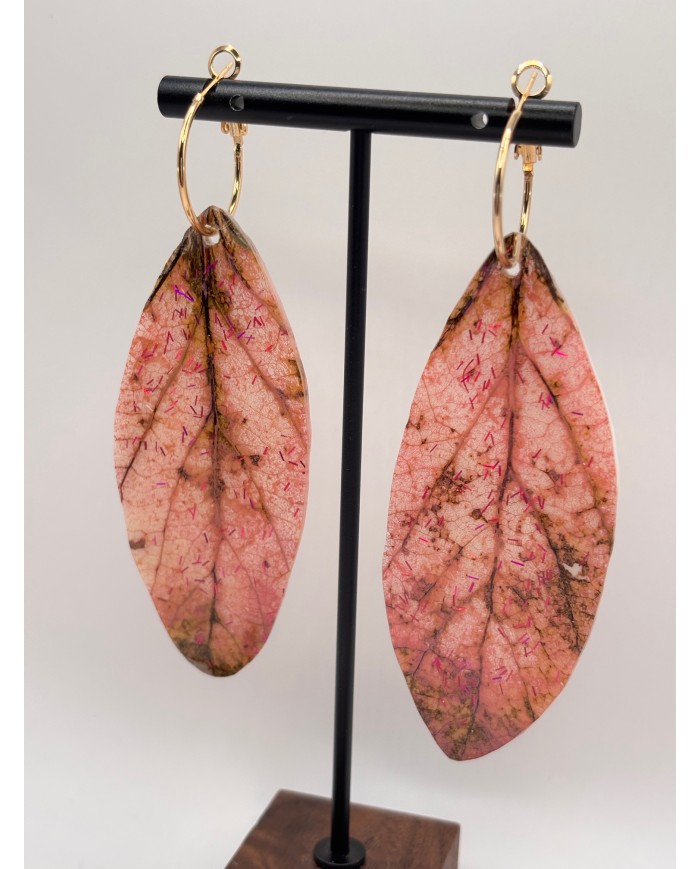 PENDIENTES ARTESANOS DE HOJA NATURAL ESQUELETIZADA