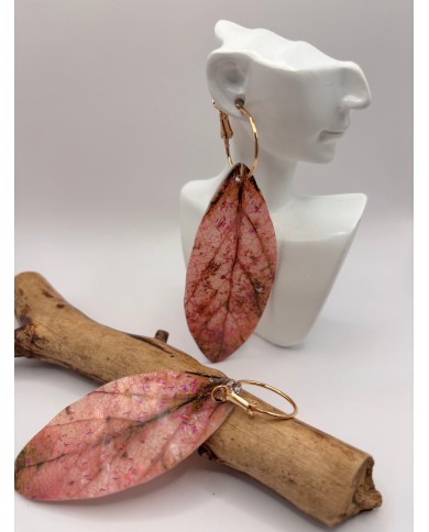 PENDIENTES ARTESANOS DE HOJA NATURAL ESQUELETIZADA
