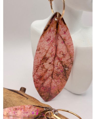 PENDIENTES ARTESANOS DE HOJA NATURAL ESQUELETIZADA