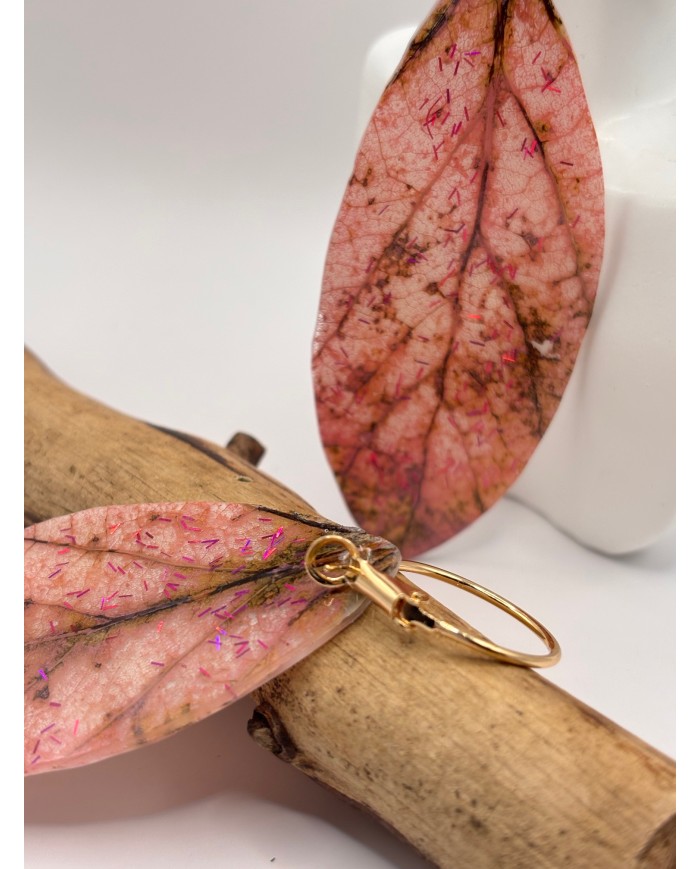 PENDIENTES ARTESANOS DE HOJA NATURAL ESQUELETIZADA