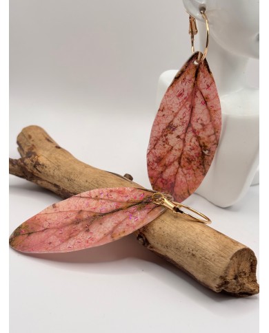 PENDIENTES ARTESANOS DE HOJA NATURAL ESQUELETIZADA