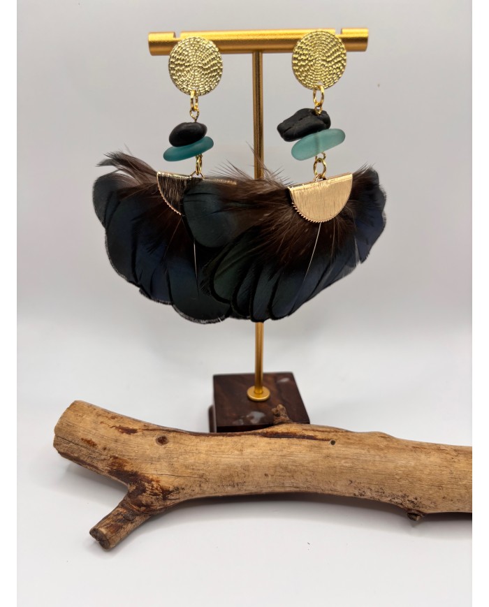 PENDIENTES ARTESANOS DE CRISTAL MARINO