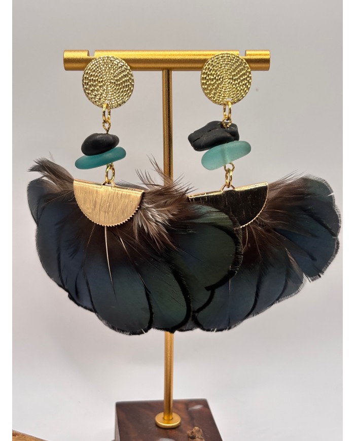 PENDIENTES ARTESANOS DE CRISTAL MARINO